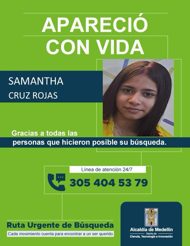 YA APARECIO CON VIDA  SAMANTHA CRUZ ROJAS